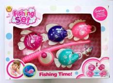 Children Water Pool Fishing Toys Fishes and Fishing Rod Set Cute Bath Toys Fishes Color Random Color:Red