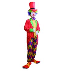 Clown Cosplay Kostum Halloween untuk Pria Dewasa Tie + Cap + Pant + Mantel Ukuran 165-185 Cm- INTL