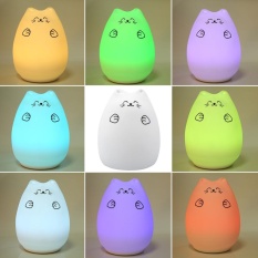 Colorful Cat Silicone LED Night Light Rechargeable Touch Sensor Lamp Cute Anak Hadiah 1 #-Intl