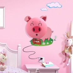 Kreatif DIY Kartun 3D Pink Pig Style Wall Sticker Dinding LampNightLight Lampu untuk Kamar Tidur/Ruang Tamu-Internasional
