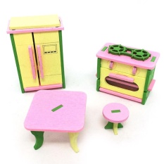 Creative Wooden Simulation Furniture 3D Assembly Puzzle Set Building Construction Blocks Jigsaw Puzzle Toys Style:Kitchen
