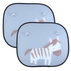 Cusepra 2 Pcs Mobil Jendela Sun Shade-KOBWA Universal Cute Animal Desain Mudah Instalasi Sun Visors dengan Suction Cups Blok Sinar UV Yang Berbahaya Silau Matahari Panas untuk Bayi, Anak-anak, Pets-Intl