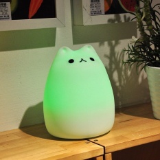 Lucu Kartun Kucing Lampu LED Silicone USB Rechargeable Kitty Night Light-Intl