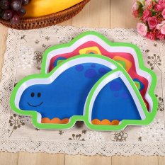 Cute Resin Baby Kids Dishes Feeding Tableware Meja Makan Makanan Tray Plate Dinosaurus-Intl