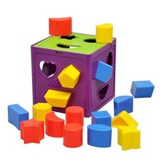Pembelajaran Anak Usia Dini Mainan Bayi Kegiatan CUBE-Plastik Geometric Persegi Bentuk Sorter Cube, pengenalan Warna Intelijen Mainan Bata/Mainan Brocks-Internasional