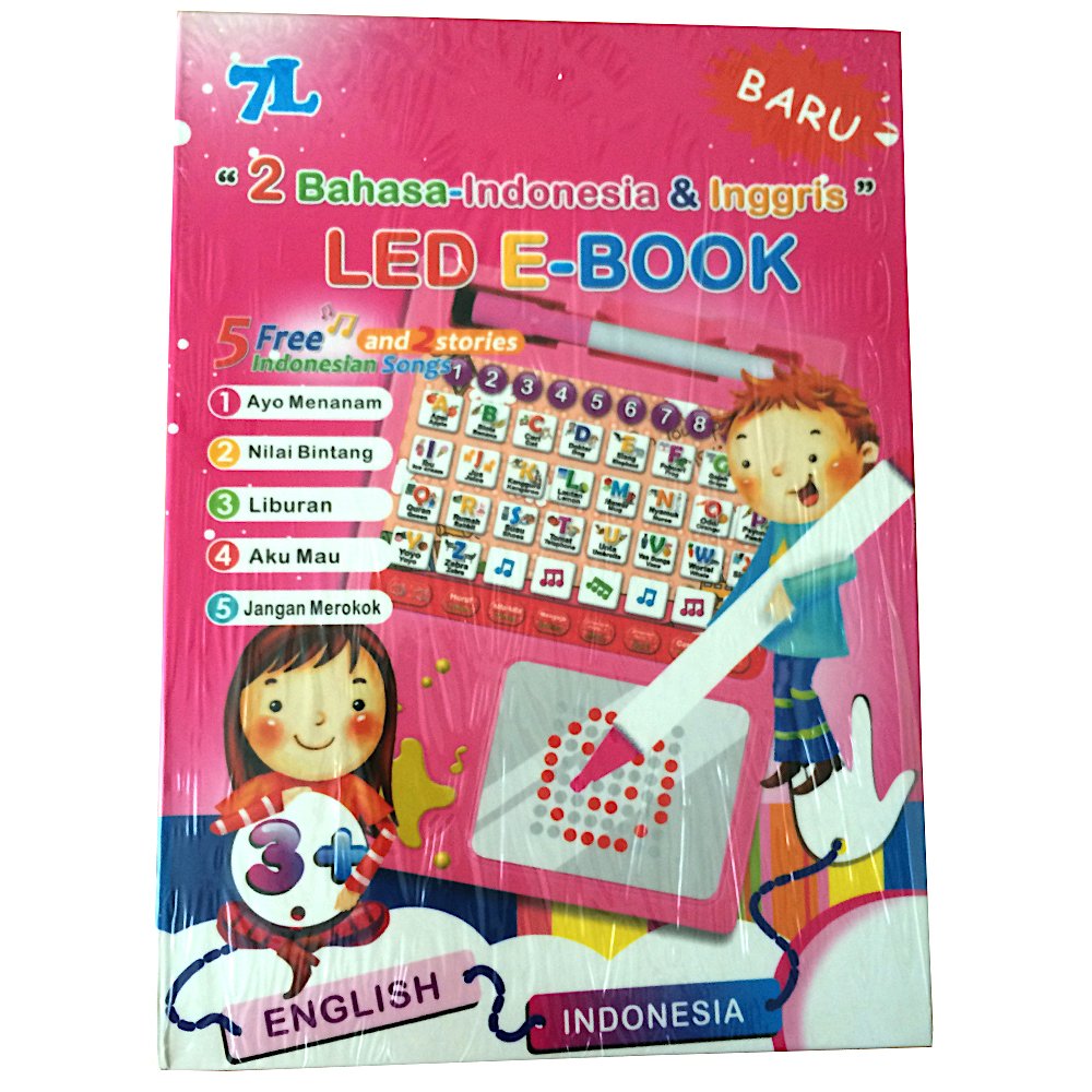 Eigia LED E-Book 2 Bahasa Indonesia & Inggris Mainan Edukasi 7L - Pink