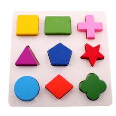 Eigia Mainan Edukatif Puzzle Balok Kayu 9 Shape Edukasi TK SD Melatih Motorik Anak Balita Belajar Pengenalan Dasar Warna - Multicolor