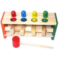 Eigia Permainan Pukul Kayu untuk Anak - Anak Kids Toy 3 Tahun Keatas (1pc Wooden Hammer, 4pcs Wooden Color Pin) Percussion Wood Toys Hit Mainan Edukasi Anak Warna-Warni Edukatif Cocok Untuk Perkembangan Anak Growing Kid s9970 - Multicolor