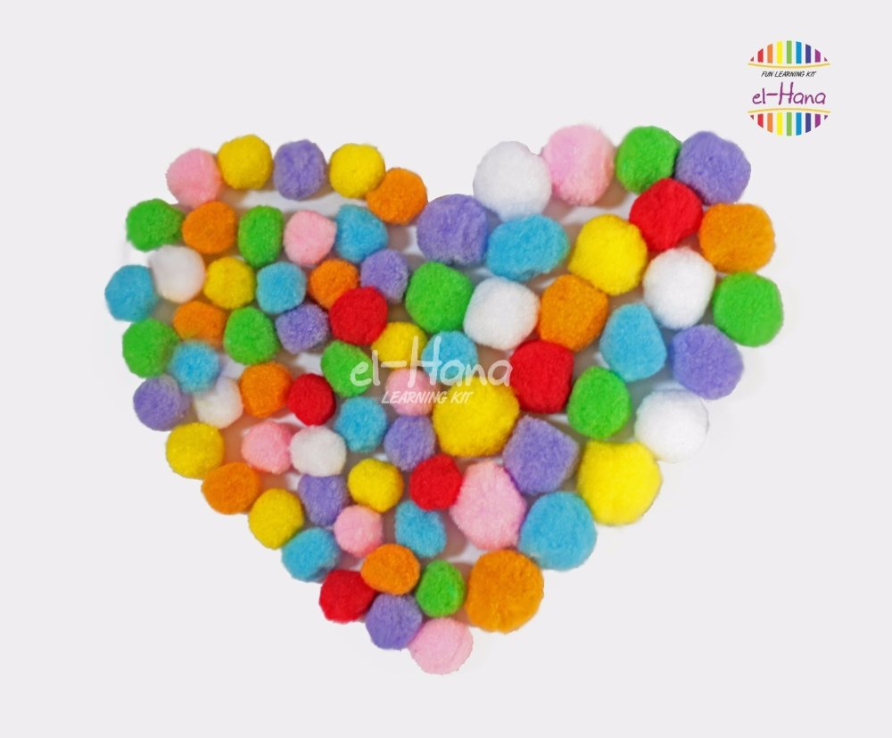 El-Hana - Pompom Mainan Sensorik Anak - 3Cm - 50Pcs