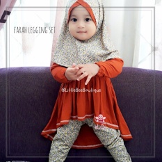 eLBi - Farah Legging Set Baju Muslim Anak Balita by Little Bee Boutique / Baju Muslim Anak Perempuan / Baju Anak Perempuan / Baju Bayi Perempuan Setelan Casual / Baju Bayi Cewek
