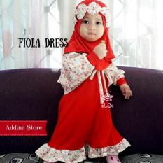 Elbi Fiola Dress / Setelan Muslim Bayi / Baby Dress / Gamis Balita / Cardigan Anak Muslimah / Addina Store