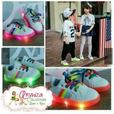 ELV SEPATU ANAK LED RAINBOW / SEPATU NYALA Orange Size 21