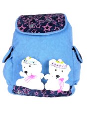 Farrel Cute Bear Girl Blue Backpack - Blue