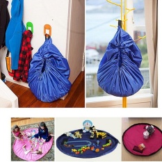 Fashion 150 Cm Portable Kids Toy Storage Bags dan Tikar Bermain untuk Anak-anak Mainan Organizer Bag Box-Biru- INTL