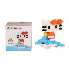 FC Partikel Kecil Diy Blok Puzzle Toy Batu Bata ABS Dolphin Kittyassembly Model-Intl