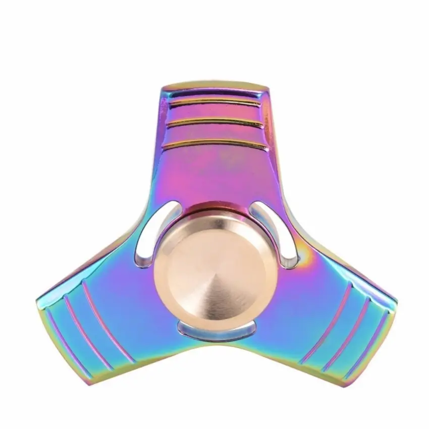 Harga fidget hand spinner premium rainbow chrome tristar | HARGALOKA.COM