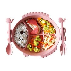 Ikan Silikon Tatakan Bayi Meja Makanan Dish Tray Piring Bowl Children Tidak Tergelincir Hadiah-Internasional
