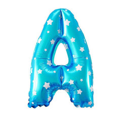 Foil Balon Huruf A – Biru Motif Bintang