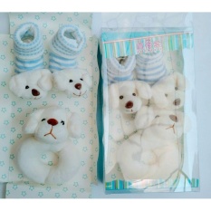 Freeshop Gelang Rattle & Kaos Kaki Dog 2in1 Mainan Edukasi Bayi - Putih