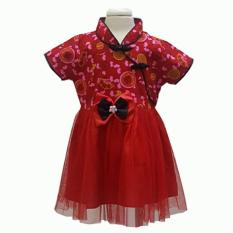 Freeshop Baju Imlek Hokky Girl - Baju Imlek Bayi Bayi Balita Anak Perempuan Baju Setelan Imlek Bayi Balita Anak Kostum Imlek Bayi Balita Anak Setelan Dress Choengsam Baju Keren Untuk Perayaan Imlek F1007 - Red