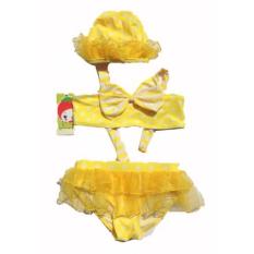 Freeshop Swim Wear Glamour Kids Baby Girl Swimsuit Bikini Suit Bathing Costume Yellow - F814