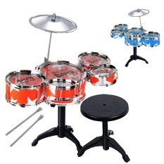 FS BIG SALE Anak Alat Musik Mainan Drum Jazz Set Stik Drum dengan Kursi untuk Anak Laki-laki dan Perempuan Warna Acak Warna: multicolor-Intl