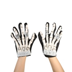 Jari Penuh Horror Skeleton Gloves Ghost Skull Bone Sarung Tangan Kostum untuk Halloween Cosplay Peran Bermain untuk Dewasa Remaja-Intl