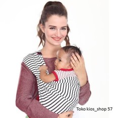 GEOS BianS - Banyak posisi - Gendongan kaos Bayi - Warna Stripe White - Size M