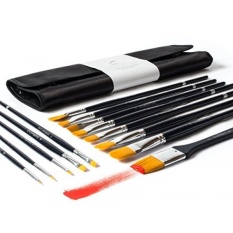 Goldstar Craft No Shedding 13 Pcs Paint Brush Set-Acrylic Face Painting & Sikat Cat Air Yang Menahan Bentuknya! Artis Terbaik Kuas Cat dengan Balanced Long Handle-Termasuk Elegan Travel Case-Intl
