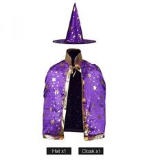 Kostum Halloween Witch Wizard Jubah dengan Topi untuk Anak-anak Remaja Lelaki Perempuan Halloween Alat Peraga Set-Internasional
