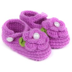 Handmade Bayi Bayi Anak-anak Gadis Crochet Merajut Sepatu (Ungu)-Intl