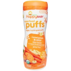 Happy Baby Organics Superfood Puff Sweet Potato & Carrot - Biskuit snack bayi Happy Baby Organik Rasa Kentang Manis dan Wortel