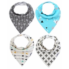 HDL Baby Bandana Bib Set, 4-Pack Super Absorbent, Soft, &Amp;Amp;Chicorganic Drool Bibs For Boys &Amp;Amp; Girls (Arrows &Amp;Amp;Triangles) - intl