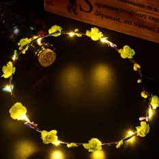 Headwear LED Tali Ringan Garland Natal Wreath Rotan Gaya: Kuning-Internasional