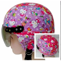 Helm Anak Broco Chip Retro Raca Riben Lucu Usia 1 sampai 5 tahun Motif Hello Kitty Batik - Pink Ungu