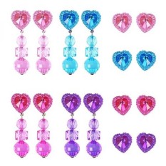 Hicarer 8 Pasang Klip-On Anting-Anting Berbentuk Hati Perempuan Mainkan Anting atau 8 Pasang Earring Alas Anda permainan Putri-Internasional