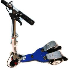HP Scooter Elite 3 Roda Tebal Bertekstur 2 Pedal Metal Full Lampu LED Warna-Warni Di Tiang Dan Roda Depan - Biru