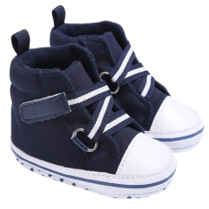 Bayi Bayi Sepatu Datar Girl Boy Canvas Lembut Sole Casual Prewalker (DARK BIRU)-13 Cm-Intl