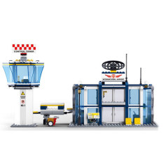 Bandara Internasional Children Puzzle Merakit Bangunan Plastik Blok Biru-Intl