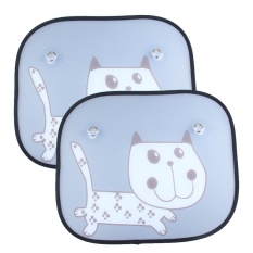 Jaywog 2 Pcs Mobil Jendela Sun Shade-KOBWA Universal Cute Animal Desain Mudah Instalasi Sun Visors dengan Suction Cups Blok Sinar UV Yang Berbahaya Silau Matahari Panas untuk Bayi, Anak-anak, Pets-Intl