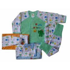 Jelova Angela 3Pcs Setelan Baju Tidur Piyama Baby Bayi Kimono Canoly Little Friend Elephant SNI Standart 0-6 Months-MIX Colour