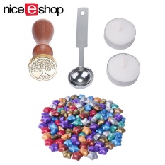 Jiaukon 100 Ps Eropa Retro Bentuk Bintang Sealing Wax dengan 1 Piece Lilin Mencair Sendok, 1 Piece Sealing Lilin Stamp dan 2 Pieces Wax-Intl