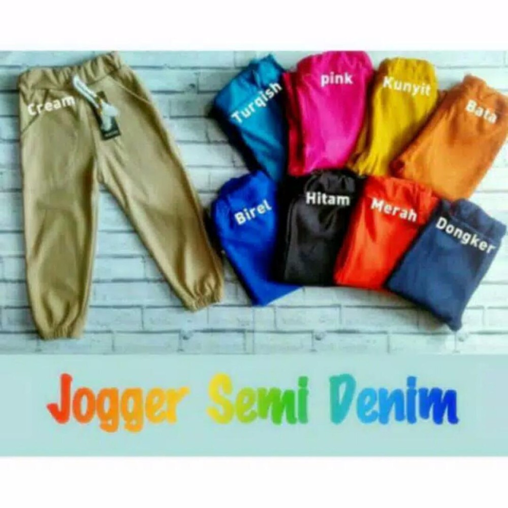 Jogger Anak Size S usia 1 2 tahun Semi Jeans Cowok Cewek Celana Anak Denim Premium Joger Anak