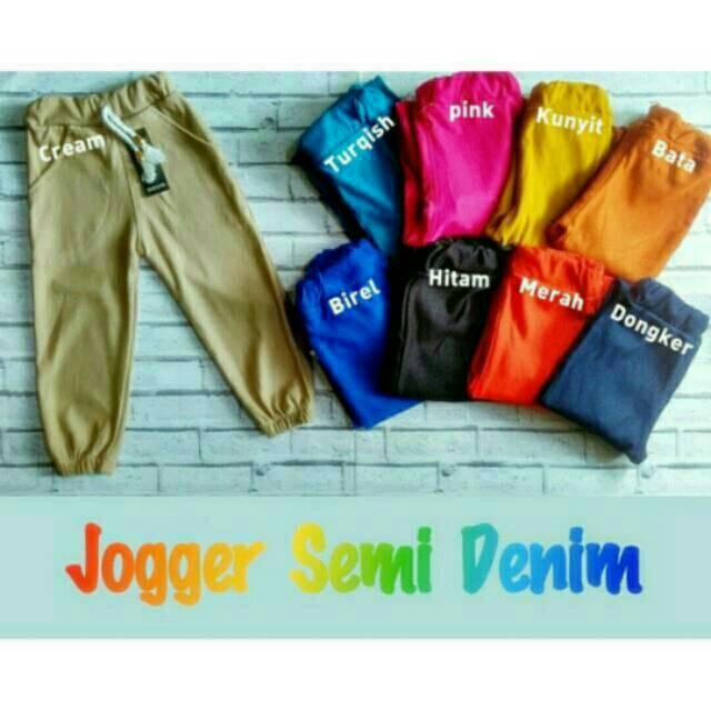 Jogger Anak Size S usia 1 2 tahun Semi Jeans Cowok Cewek Celana Anak Denim Premium Joger Anak