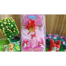 kembarshop - paket kado bayi - baby gift set - kado lahiran - dress plus topi n sepatu rajut pink