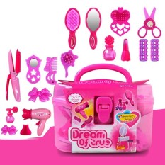 Anak-anak Mainan Salon Kecantikan Beauty Case dengan Pengering Rambut Sisir Botol Parfum Lipstik Gadis Berpura-pura Play Toys Set-Intl