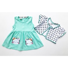 Klik Mds Baju Anak Bayi Perempuan Dress Dengan Kardigan Motif Twins Kitty