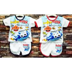 Klik Mds Baju Anak Lelaki Setelan Atasan dan Celana Motif Baby Shark