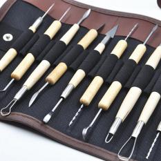 Kobwa 30 Pcs Tanah Liat Patung Alat Pottery Carving Tool Set Pegangan Kayu Modeling Clay Tools