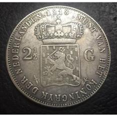 1818 King Willem 2 1/2 Gulden Nederland ( Tahun Angel Numbers ) Diameter 38 mm